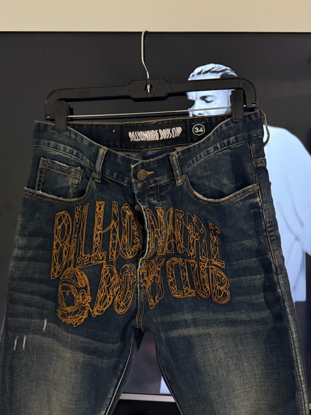 Billionaire Boys Club Men’s Dark Blue Embroidered Jeans